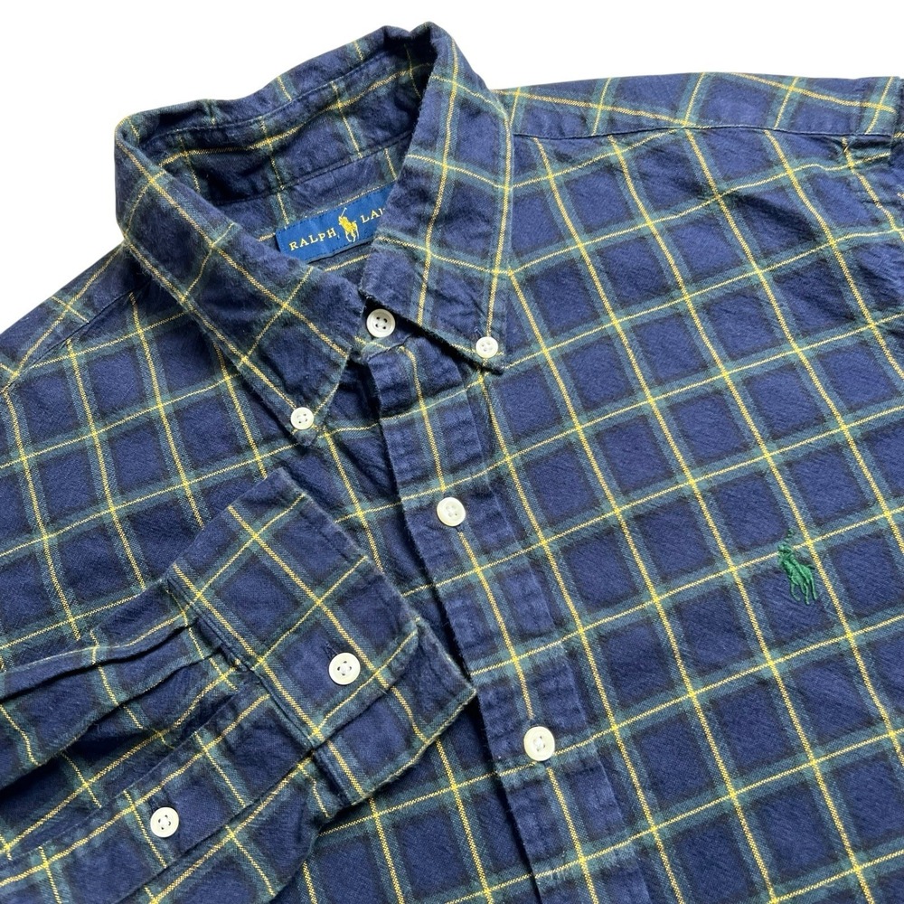 Ralph Lauren Mens Medium Multicolor Plaid Long Sleeve Button Down Flannel Shirt